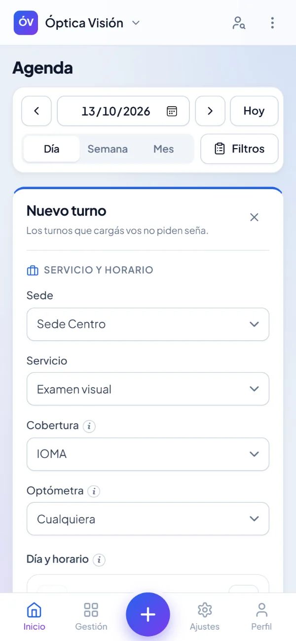 Carga de un turno nuevo desde el celular con cobertura IOMA